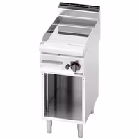 Plancha a gas Fry top - placa de acero rectificado - 6,9 kW - Liso - Superficie de cocción: 395x500mm - con base abierta