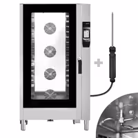 Commercial Electric Combi Oven - Touchscreen Controls - 7" touchscreen display - 40x GN 1/1 or 20x GN 2/1 - incl. incl. Washing System, Temperature Probe & Rack Trolley