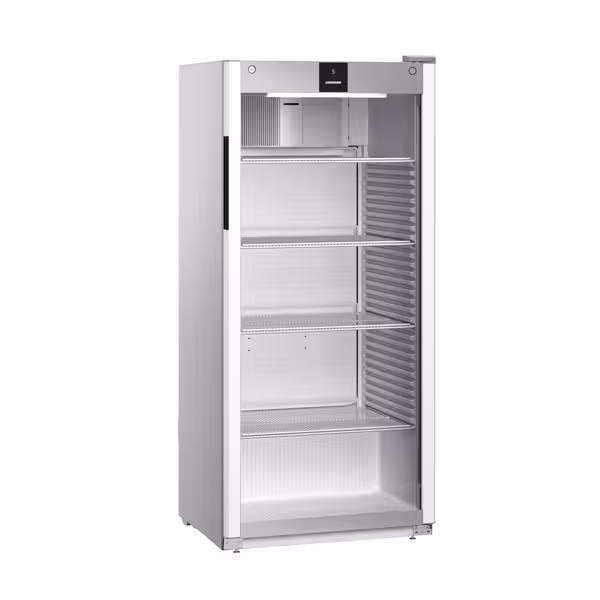 LIEBHERR | Szafa chłodnicza PERFORMANCE – 569 L – od +1 do +15 °C – z wnętrzem z tworzywa sztucznego i 1 drzwiami szklanymi – szara