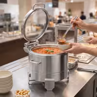 Grijana posuda Okrugla – 8,9 l - sa staklenim poklopcem s mekim zatvaranjem (chafing dish)