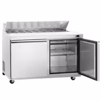 Stół przygotowawczy PREMIUM – 1534 mm – 510 L – z 2 drzwiami – z 16 pojemnikami GN 1/6 – w stylu amerykańskim