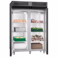 Szafa chłodnicza PREMIUM – stal nierdzewna – GN 2/1 – 1400 L – z 2 drzwiami – antracytowa