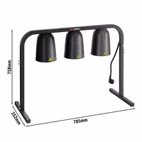 Infracrveni grijaći most s 3 grijaće lampe – 750 W – podesive visine – crna
