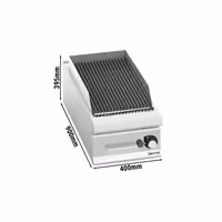 Gas lavasteengrill - 9,0kW - 400mm - Vast grillrooster - Tafelmodel - 900mm diep - RVS