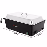 Električna grijana posuda - GN 1/1 - s poklopcem - crna (chafing dish)