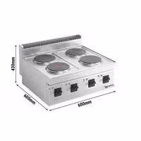 Električni štednjak - 8 kW - 4 ploče - nadpultni - 600x600x430 mm