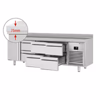 Aukstuma galds PREMIUM PLUS - 2452x600 mm - 510 l - ar 1 durvīm - ar 6 atvilktnēm - Ar apmali