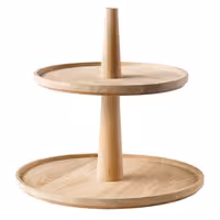 Açık Büfe Teşhir Standı - VALO - 2 Katlı - Ahşap (Meşe) - Kahverengi - dairesel - Yükseklik:280mm - 300x300x280mm