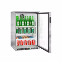 Commercial Back Bar Cooler - 600mm - 130L - with 1 glass hinged door - Stainless steel