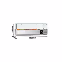 Nadstawna witryna chłodnicza PREMIUM – 1200 x 395 mm – 3 pojemniki 3x GN 1/3 & 1x GN 1/2