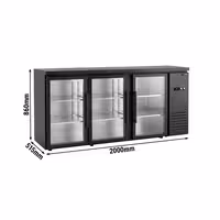 Chłodziarka barowa – 2000 mm – 355 L – z 3 drzwiami szklanymi i oświetleniem LED RGB