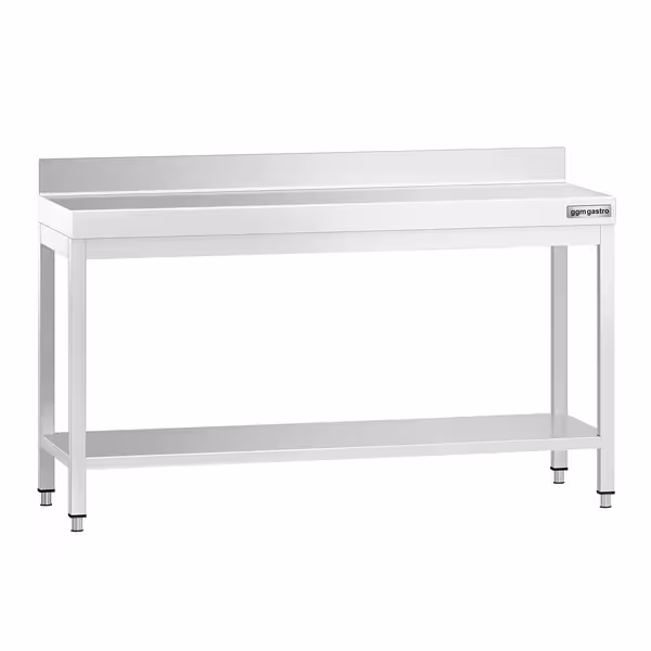طاولة عمل ستانلس ستيل PREMIUM - 1600x800mm - مع رف سفلي & حاجز خلفي