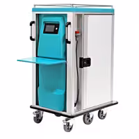 Chariot de distribution de repas hospitalier PREMIUM - chauffé & réfrigéré - Commande numérique - incl. 24 plateaux repas 37x53 cm (50/50)