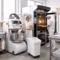 Spiralna miješalica za tijesto PREMIUM PLUS - 298 l / 200 kg - 2 brzine - s fiksnom posudom - 2 motora - s timerom - 400 V - za pizzu i kruh