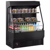 Commercial multideck display fridge - Open front - 1220mm - 300L - with 2 shelves - Black