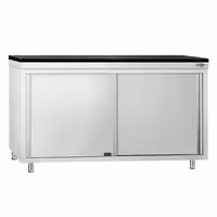 Rozsdamentes acél munkaszekrény PREMIUM – 1600x600 mm – átadóablakkal – gránit munkalapmal