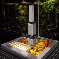 Salad bar refrigerado DUBLIN - 1700mm - com protetor de vidro reto & com rodízios - para 4x GN 1/1 - Preto