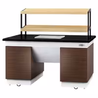 Bakery Buffet Display Counter DUBLIN - 1600mm - with 2 Shelves - on Castors - Black Granite Worktop