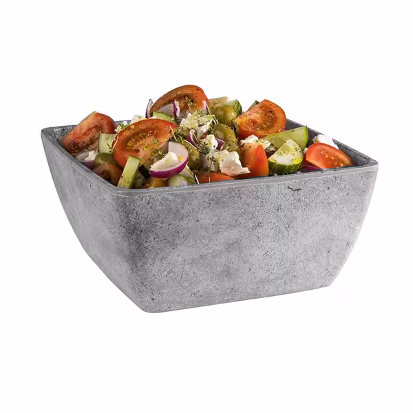 (6 adet) Kase - Melamin - ELEMENT - 3,8L - köşeli - 250x250mm - Derinlik:120mm - Gri