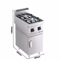 Fogón a gas de sobremesa - 7kW - 2 fuegos - con subestructura con 1 puerta