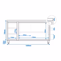 PREMIUM radni ormar od nehrđajućeg čelika – 1600 x 600 mm – sa 3 ladice na lijevoj strani