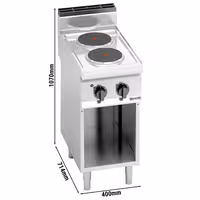 Električni štednjak - Linija 700 - 5,2 kW - 2 ploče - samostojeći - otvoreni ormarić - 400x714x1070 mm