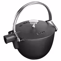 STAUB | Cast Iron Teapot 1.1 L – Black - Infuser, Stainless Handle - Grill Compatible