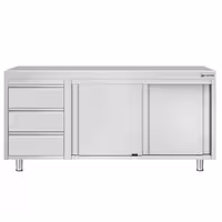 خزانة قاعدية ستانلس ستيل KOPENHAGEN ECO - 1800x700mm - أبواب منزلقة - وحدة أدراج 3 يسار