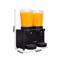 Dystrybutor soków i ajranu – 2x 10 L – 500 W – od +3 do +10 °C – czarny