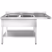 Pult za pranje za perilicu posuđa - 1600x700 mm - s 2 korita