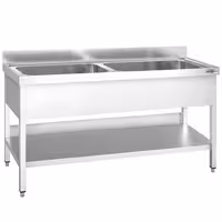 PREMIUM sudoper za pranje lonaca – 1800 x 600 mm – s 2 korita