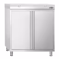 Arbetskåp i rostfritt stål PREMIUM - 800x600 mm - med 2 gångjärnsdörrar - inkl. skärbräda vit