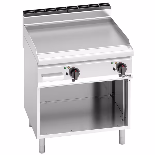 Elektromos rostlap - 9,6 kW - Sima - Sütőfelület: 795x500 mm - asztali - nyitott tárolóval - Professzionális