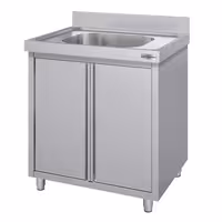 Sudoper s ormarićem ECO - inox - 800 x 600 mm - s 1 koritom - korito sredina
