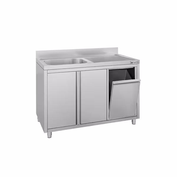 Sudoper s ormarićem ECO - inox - 1200 x 700 mm - s košem za otpatke - s 1 koritom - korito lijevo