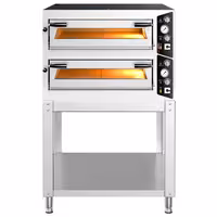 Electric Deck Pizza Oven - Twin Deck - Refractory Stone Deck - 4+4 x Ø 35cm (13.8") - Mechanical Controls - up to 450°C - incl. Base frame