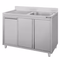 Sudoper s ormarićem ECO - inox - 1200 x 600 mm - s košem za otpatke - s 1 koritom - korito desno