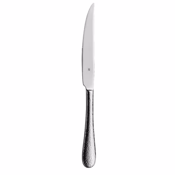 (12 pieces) WMF | Sitello Steak Knife – 18/10 Stainless Steel - 240 mm - Polished - Hammered Finish - Monobloc