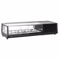 Witryna chłodnicza do sushi – 5x GN 1/3 – od 0 do +12 °C – czarna