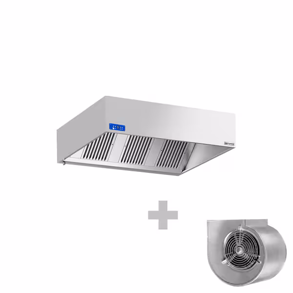 Commercial Wall-Mounted Extractor Hood with Motor – 1800mm – with Speed Controller, Baffle Filters & LED Lighting