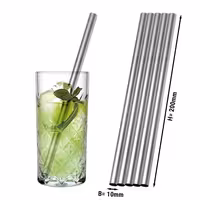 (50 adet) Paslanmaz Çelik Pipet - 200mm - ø 10mm - düz