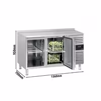 Commercial Counter Fridge ECO - 1360x700mm - with 2 glass doors - with upstand