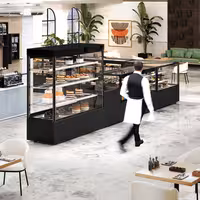 Commercial cake display fridge MADRID - 1010L - 1500mm - Double glazing - square - with 3 adjustable glass shelves - rear sliding doors - Black matt