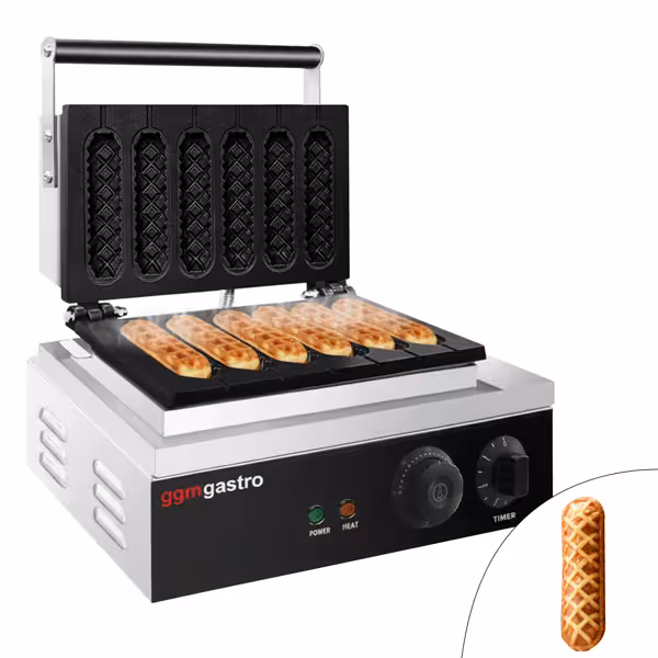 Waffle Makinesi - Tekli - Manuel Zamanlayıcılı - 1,55kW - Şekil: Çubuk(ta) Waffle - Değişebilir Plakalı