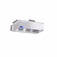Commercial Wall-Mounted Extractor Hood with Motor - 1800mm - with Speed Controller, Baffle Filters & Lighting