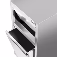 Commercial Waste bin - Push-top bin - 940(H)x400(W)x500(D)mm - with rear wheels - soft-close & without upstand - Stainless steel