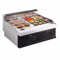 Plancha eléctrica Fry top - 13,8 kW - Mixto liso/ranurado - Superficie de cocción: 795x535mm