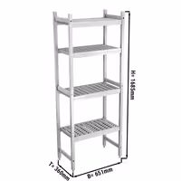 وحدة رفوف ألمنيوم - بداية - 651x1685mm - عمق: 360 mm - 4 رفوف - الحمولة: 450 kg