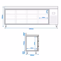 Aukstuma galds PREMIUM PLUS - 2452x600 mm - ar 12 atvilktnēm - Ar apmali