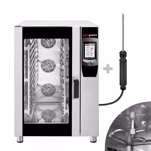Commercial Electric Combi Oven - Touchscreen Controls - 7" colour touchscreen - 12x GN 1/1 - incl. Automatic washing system & Core temperature probe
